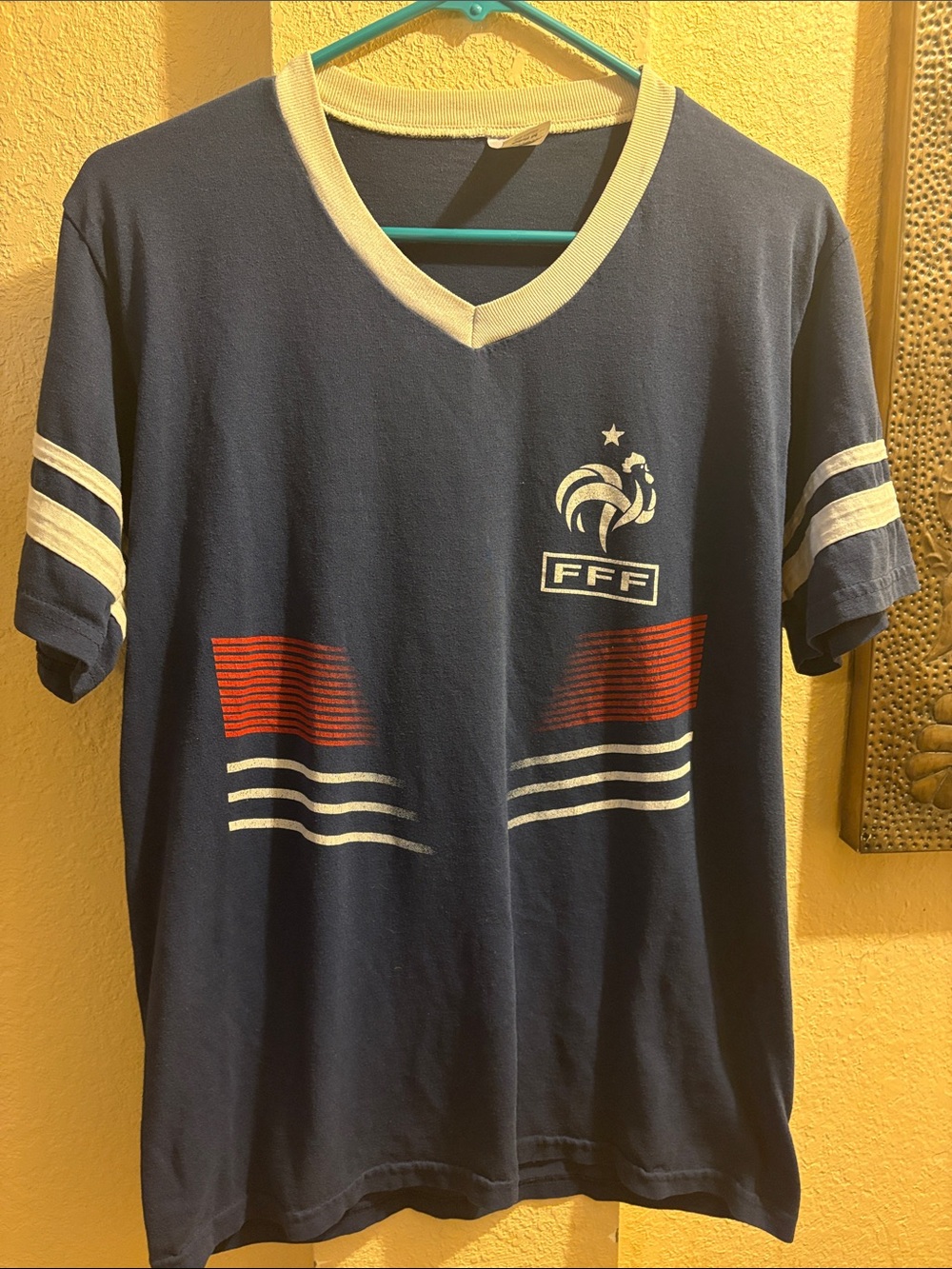 Vintage Style FFF France Inspired Soccer Shirt Johnson #9 - Size M